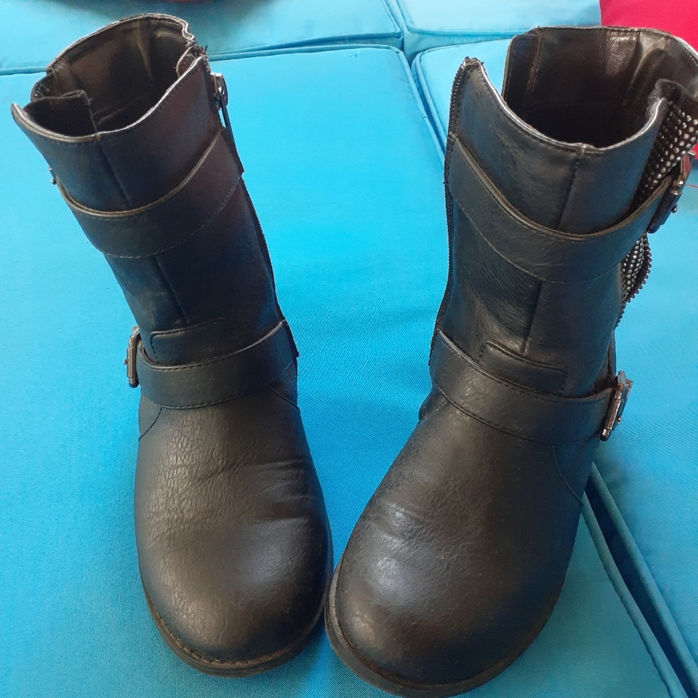 Girls black ankle boots